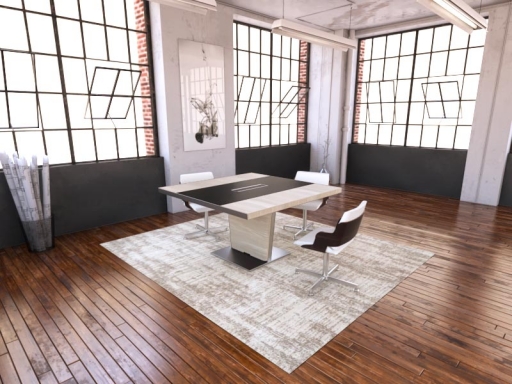 Table de réunion haut de gamme avec insert en cuir