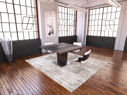 Table de réunion haut de gamme avec insert en cuir