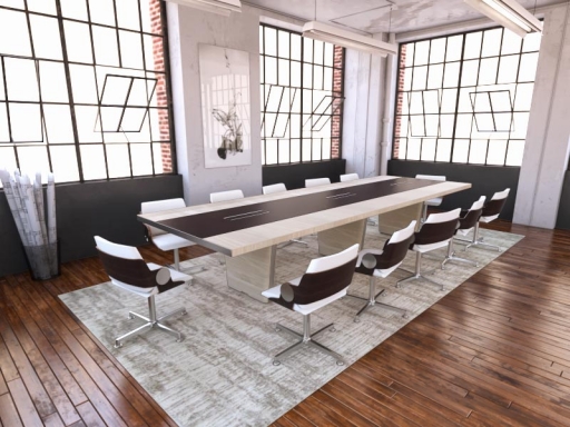 Table de réunion haut de gamme avec insert en cuir