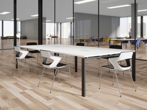 Table de réunion ou coworking avec ou sans passage de câbles, Made in France