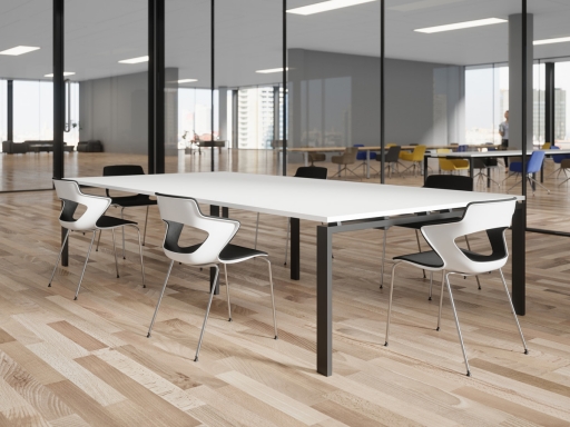 Table de réunion ou coworking avec ou sans passage de câbles, Made in France