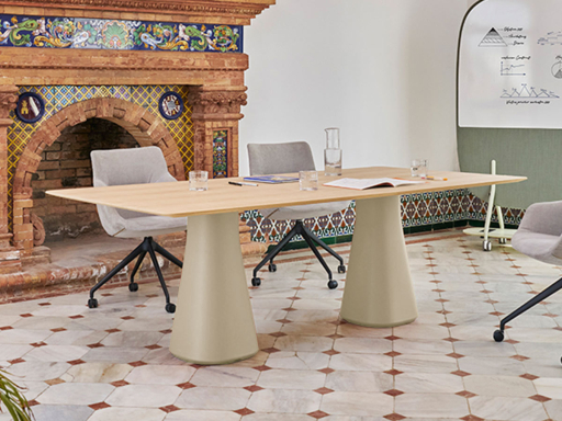 Table de réunion TOLEDO en placage bois fabriqué en Espagne
