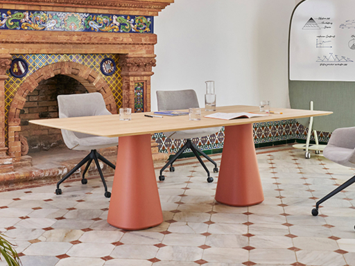 Table de réunion TOLEDO en placage bois fabriqué en Espagne