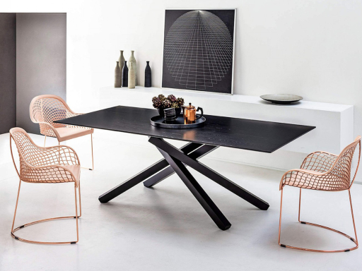 Table de réunion en placage bois noir, fabriqué en Italie