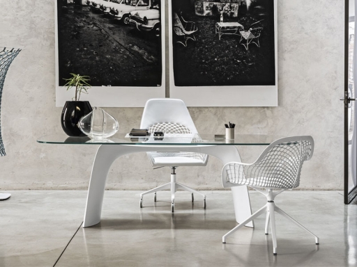 Table de réunion haut de gamme en verre